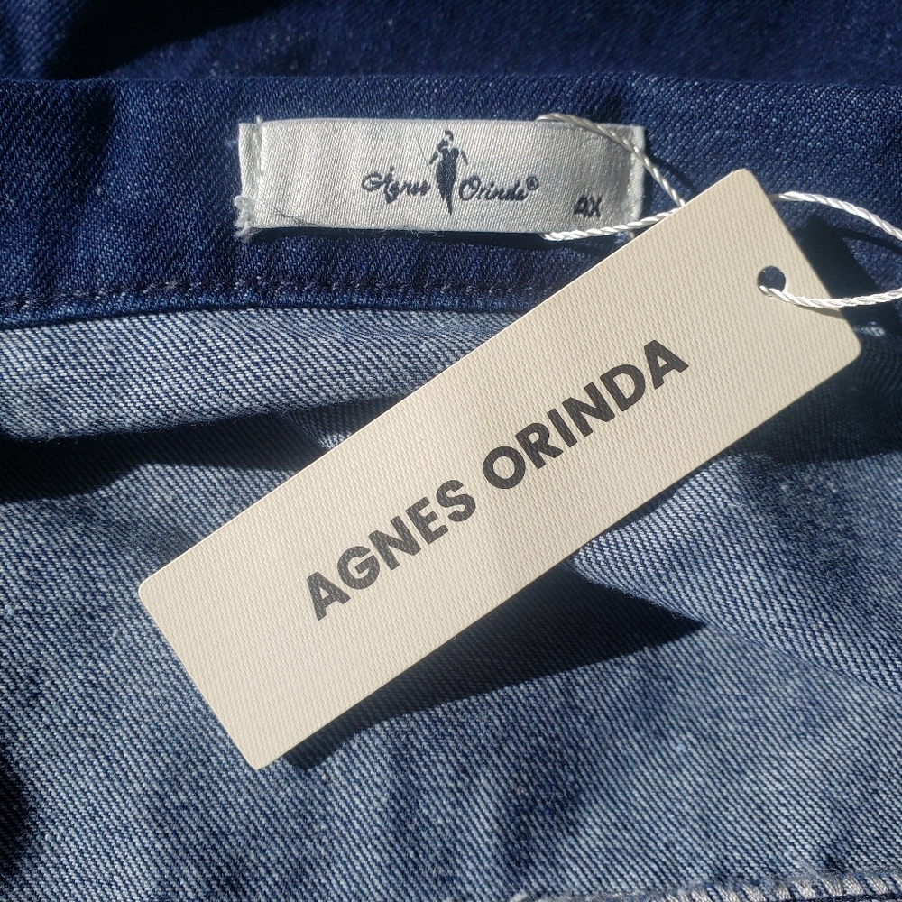 Agnes Orinda Denim Jacket Jean Shacket Size 4X Dark Blue RET $87.99 - Picture 6 of 16